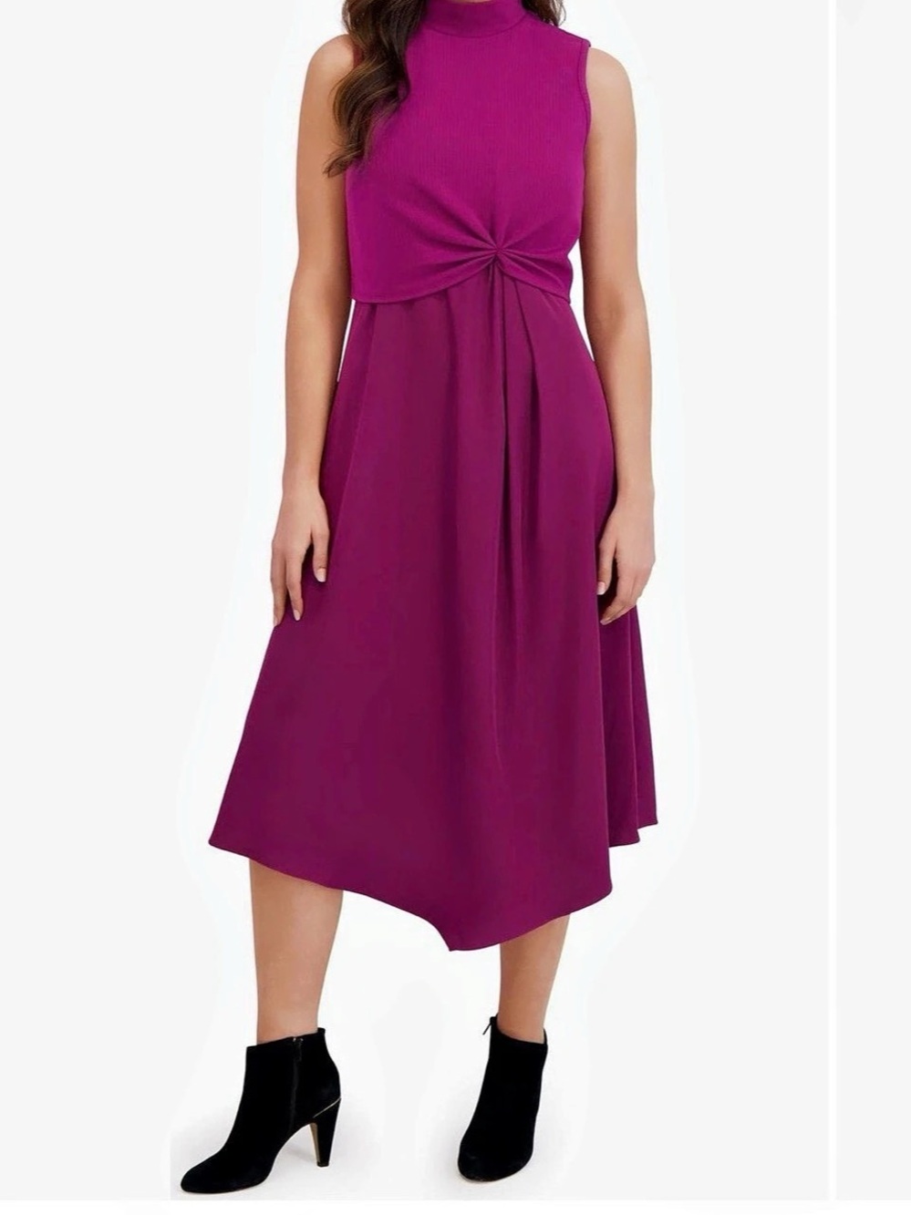 London times Twist-Front Midi Dress Purple pot
